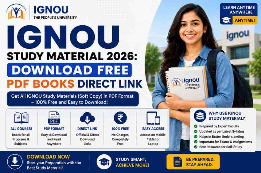 IGNOU Study Material 2026: Download Free PDF Books Direct Link