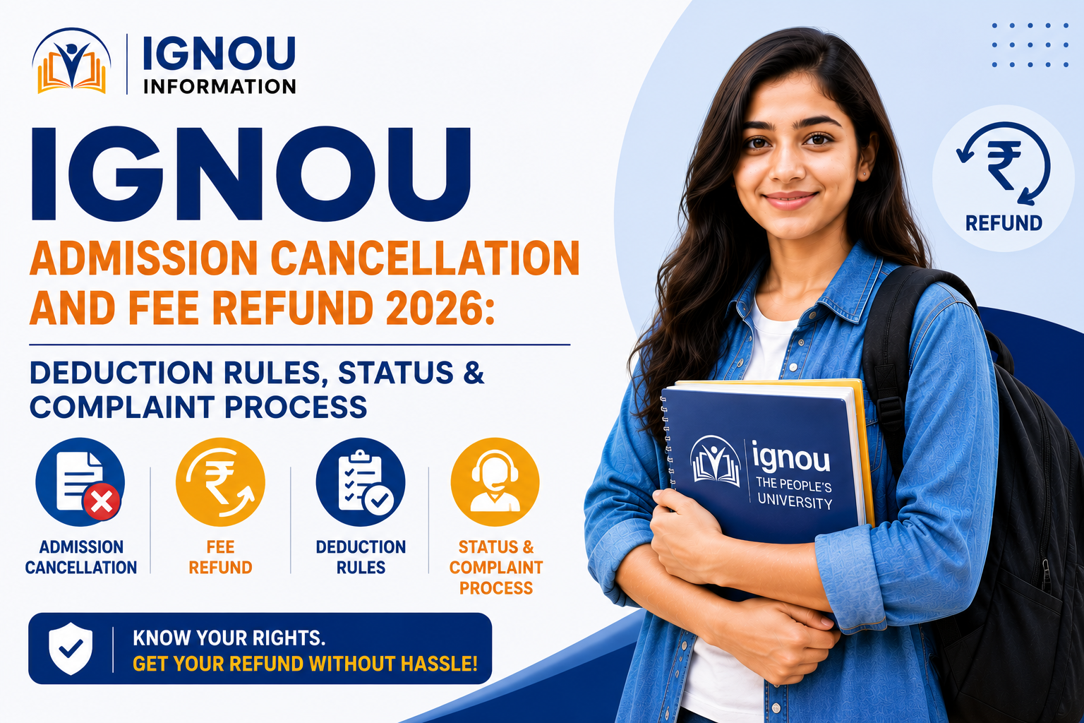 IGNOU Admission Cancellation and Fee Refund 2026: Deduction Rules, Status & Complaint Process