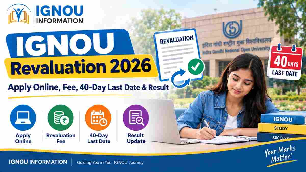 IGNOU Revaluation 2026: Apply Online, Fee, 40-Day Last Date & Result